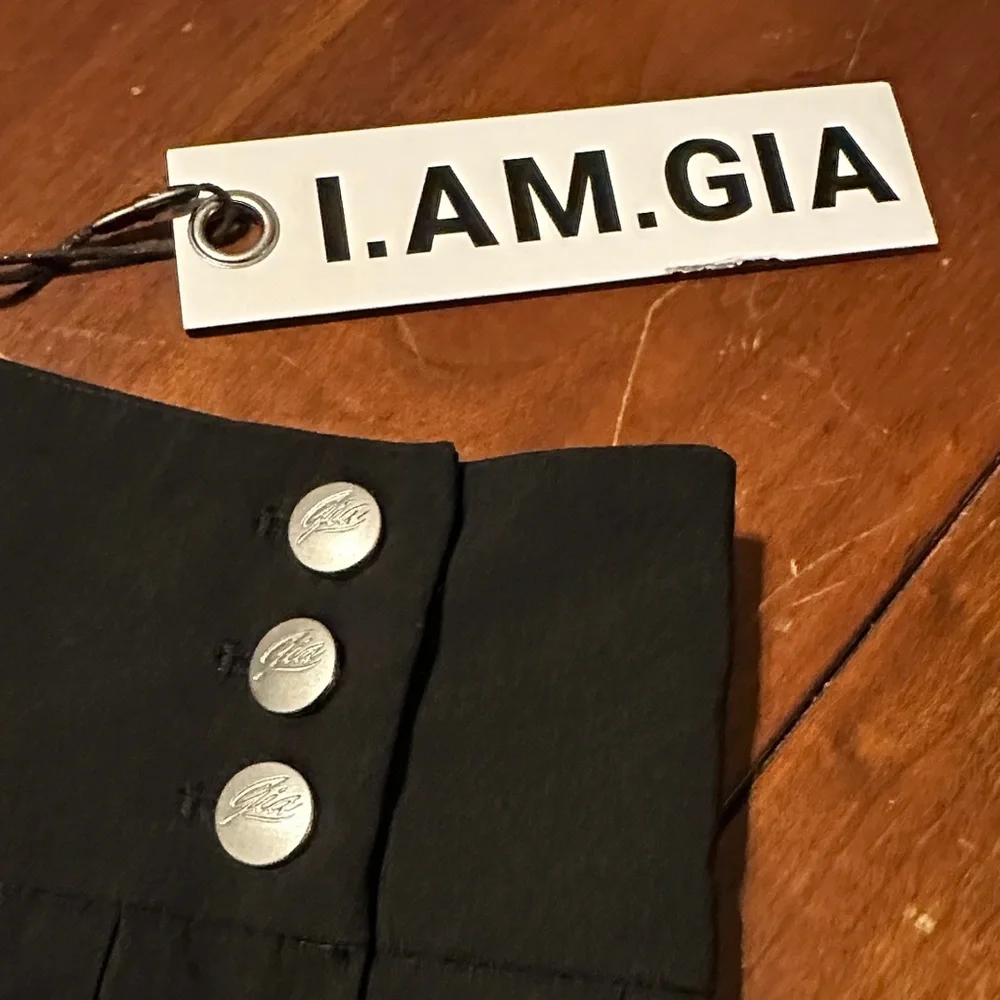 I.AM.GIA Black Pleated Mini Skort with Silver Buttons